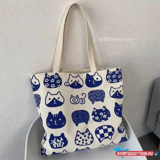Cica vászon bevásárlótáska