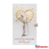   Képeslap 7 ARGUS 13-6162 Legyetek nagyon boldogok házaspár szív előtt rajzolt