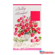Képeslap 7 ARGUS 15-6463 Névnap női pink tulipán csokor