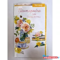   Képeslap 7 ARGUS 15-6576 Névnap női. Virágcsokor vázában, teáscsésze citrommal.