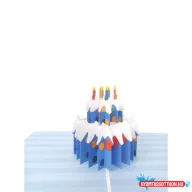 Képeslap MAR Kék Torta Gyertyával Kirigami 22OR104