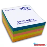   Öntapadós jegyzet POINT Notes (76x76) 400lap neon élénk szivárvány kocka