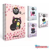   Spirálfüzet GIPTA Black Cat 19x26 cm karton borítással 80 lapos vonalas 8500
