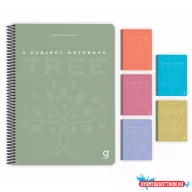   Spirálfüzet GIPTA Tree A/4 PP borítással 120 lapos színregiszteres kockás 6950