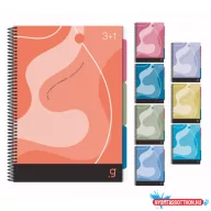   Spirálfüzet GIPTA Geo A/4 PP borítással 140 lapos 3+1 kockás-vonalas 6961