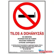   Matrica GUNGL A/4 tájákoztató Tilos a dohányzás többnyelvű ("D")