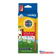 Színes ceruza 12/klt LYRA Groove Slim hegyezővel 2821120