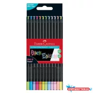   Színes ceruza 12/klt FABER-CASTELL háromszögletű, fekete test /Black edition/ neon+pasztell 116410