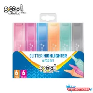  Szövegkiemelő 6/klt School Collection glitteres vágott végű SC2579