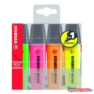   Szövegkiemelő 4/klt STABILO Boss (2-5mm) vágott végű 70/4