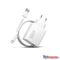   XIAOMI Charging Combo hálózati töltőadapter, USB Type A/Type-C kábel, 100W, fehér