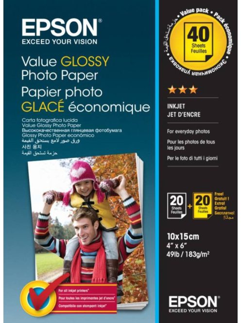 Epson 10x15 Gazdaságos Fényes Papír 20 Lapos 183g