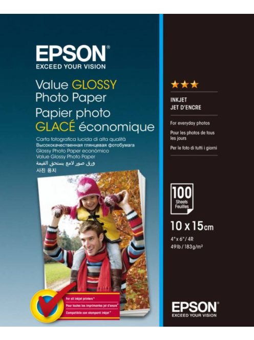 Epson 10x15 Gazdaságos Fényes Papír 100Lapos 183g