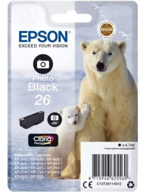 Epson T2611 Patron Photo Black 4,7ml 26 (Eredeti)