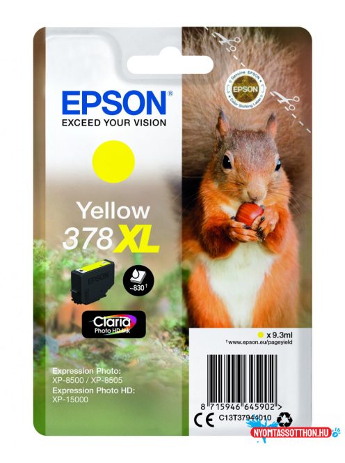 Epson T3794 Patron Yellow 9,3ml 378XL (Eredeti)