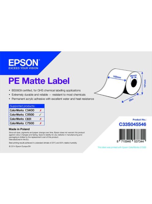 Epson 102mm*29mm matt tekercses címke