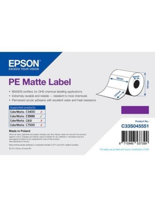 Epson 76mm*127mm,220 matt inkjet címke