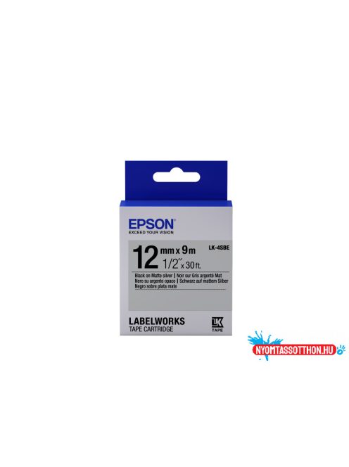 Epson LK-4SBE Black/Matt Silver 12mm szalag (9m)