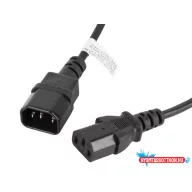   Lanberg CA-C13E-10CC-0018-BK IEC 320 C13 - C14 2,5A fekete tápkábel 1,8m