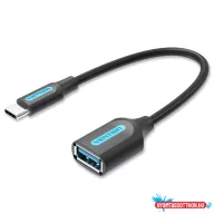   Vention USB-C 3.1/M ->  USB-A/F, 0,15m, (OTG,fekete,PVC), kábel