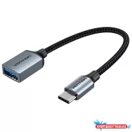   Vention USB-C 3.0/M ->  USB-A/F,0,15m, (OTG,szürke, alu), kábel