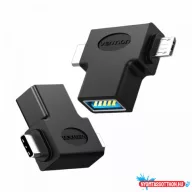  Vention USB 3.0 -> micro USB + USB-C , (fekete, hármas elosztó), adapter