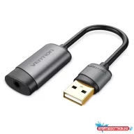   Vention USB 2.0 -> 3,5mm/F (külső, szürke, OMTP-CTIA), 0,15m,  hangkártya