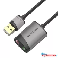  Vention USB 2.0 -> 3,5mm/F (külső, szürke), 0,15m,  hangkártya