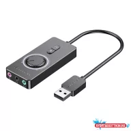   Vention USB 2.0 -> 3*3,5mm, (külső, hangerőszabályozós, stereo, fekete) 0,15, hangkártya