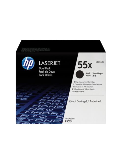 HP CE255XD Toner Black 2x12.500 oldal No.55XD (Eredeti)