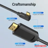 Vention USB-C -> HDMI, 1,5m, (jobbos, fekete), kábel
