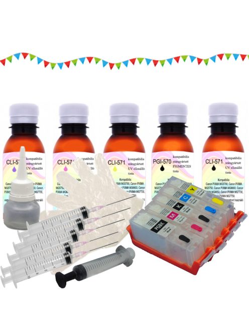 PGI-570/CLI-571 kompatibilis újratölthető tintapatron csomag (UV ellenálló tintával)