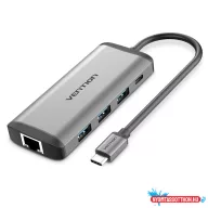 Vention USB-C -> HDMI/3*USB3.0/RJ45/TF/SD/PD , konverter