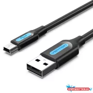   Vention USB-A 2.0/M ->  mini USB-B/M, 1m, (PVC,fekete), kábel