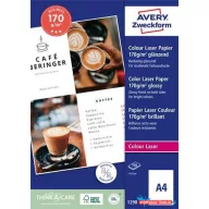   Fotópapír, lézer, A4, 170 g, fényes, kétoldalas, AVERY ZWECKFORM