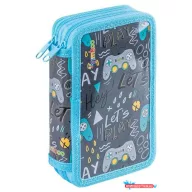   Tolltartó, töltött, 2 emeletes, cipzáras, "Gimboo Jumbo", gamer, kék