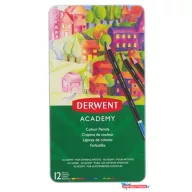   Színes ceruza készlet, fém doboz, DERWENT "Academy", 12 különböző szín