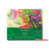   Színes ceruza készlet, fém doboz, DERWENT "Academy", 24 különböző szín