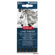   Tűfilc szett, 0,05/0,1/0,2/ 0,3/0,5/0,8 mm, DERWENT "Line Marker", fekete