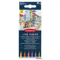   Tűfilc készlet, 0,3 mm, DERWENT "Line Marker", 6 különböző szín