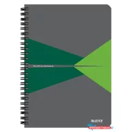   Spirálfüzet, A5, kockás, 90 lap, laminált karton borító, LEITZ "Office", szürke-zöld