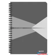   Spirálfüzet, A5, kockás, 90 lap, laminált karton borító, LEITZ "Office", szürke