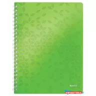   Spirálfüzet, A4, kockás, 80 lap, LEITZ "Wow", zöld