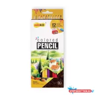   Színes ceruza készlet, hatszögletű, hegyezővel, COLOKIT, 12 különböző szín
