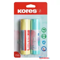 Ragasztóstift, pasztell színű tokban, 2x40 g, KORES, vegyes színek