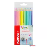   Színes ceruza készlet, háromszögletű, KORES "Kolores Pastel", 12 pasztell szín