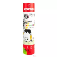   Színes ceruza készlet, háromszögletű, 1 grafittal, 1 hegyezővel, KORES "KOLORES Twist & Turn", 12 különböző szín