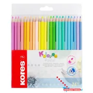   Színes ceruza készlet, háromszögletű, KORES "Kolores Pastel", 24 pasztell szín