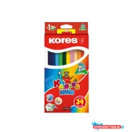   Színes ceruza készlet, háromszögletű, jumbo, KORES "Kolores Jumbo", 24 különböző szín