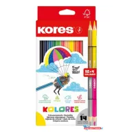   Színes ceruza készlet, háromszögletű, KORES "Kolores", 12+2 különböző szín